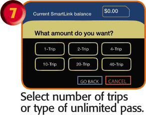 Select number of trips or type of unlimited pass.